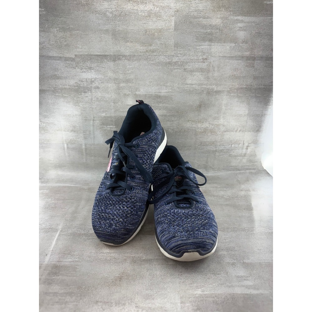 Skechers Relaxed Fit Navy Blue Heathered Knit Memory Foam Shoes 12591TX Women 8